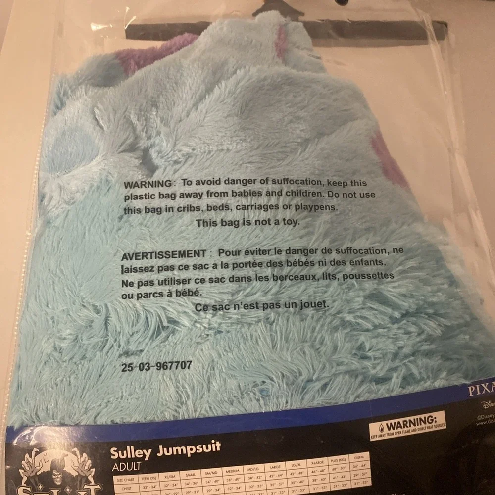 Adult Hooded Disney Monsters Inc Sulley Costume Size Small Spirit Halloween